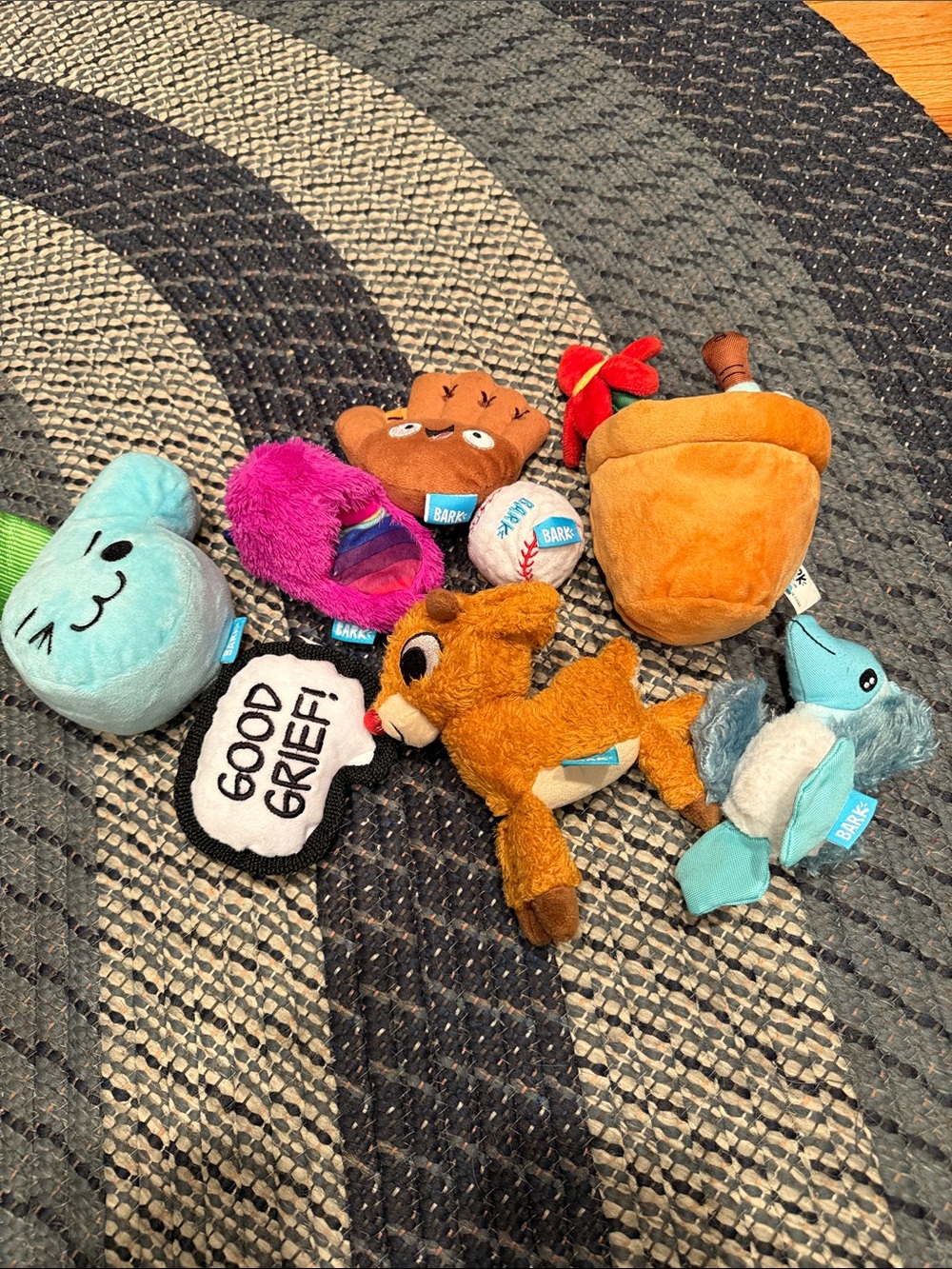 Bark Colorful Plush Character Dog Toy Set Like New!